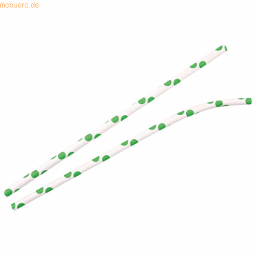 4015544717242 - 30 x Papiertrinkhalme Bio Flex 6x197mm grün weiß gepunktet