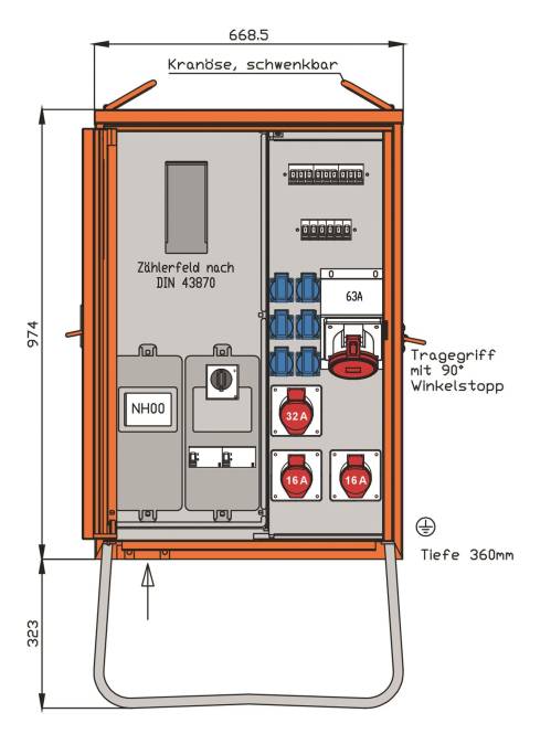 4015609068029 - Walther Anschlussverteiler WAV0170R1 44kVA Zählerpl2 RCDs Typ B 9 LS 4