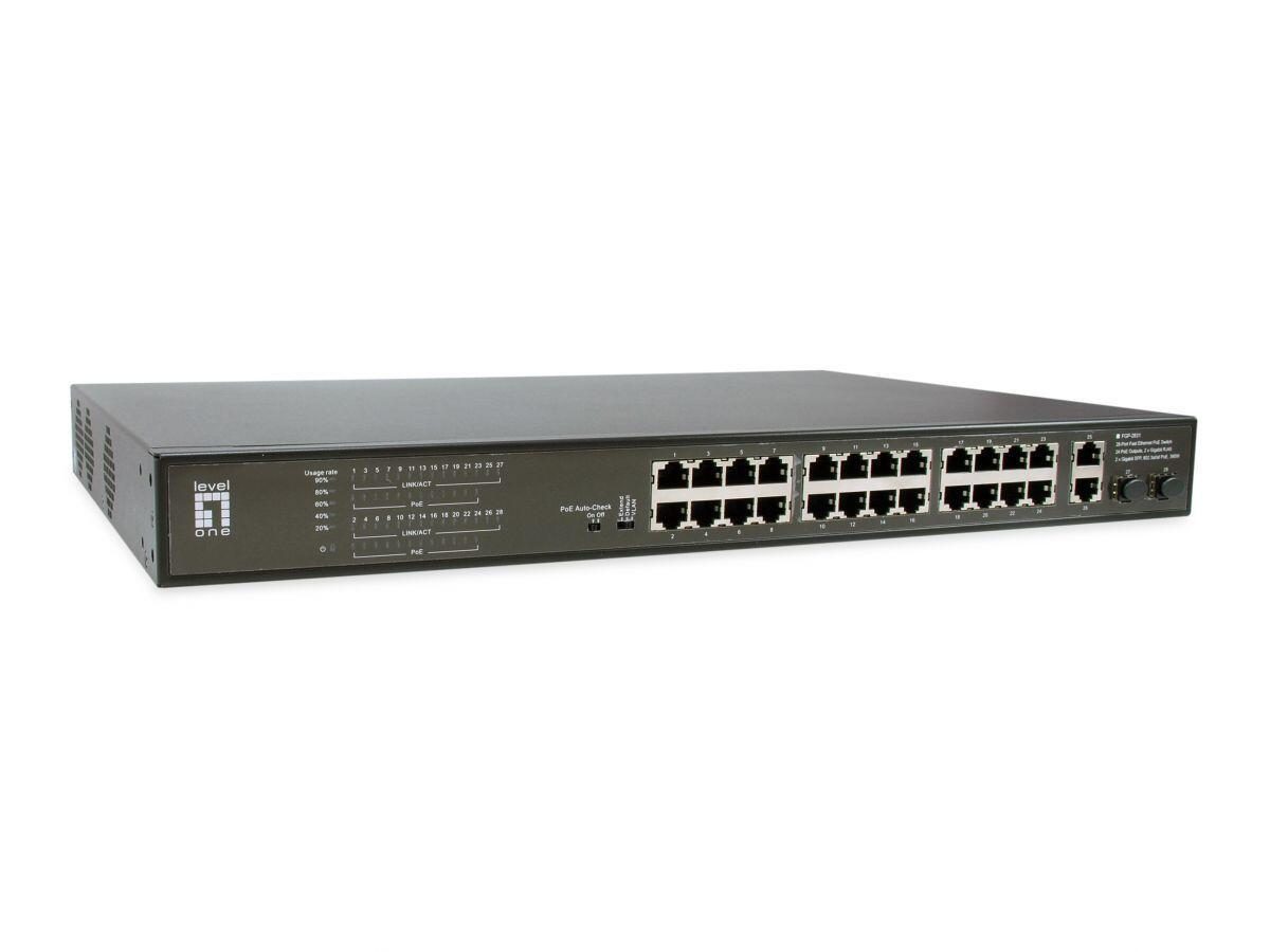 4015867223925 - Switch 28 Fast Ethernet-Ports mit 24 PoE-Ports 270W 2 Gigabit-Ports 2 Gigabit SFP (FGP-2831)