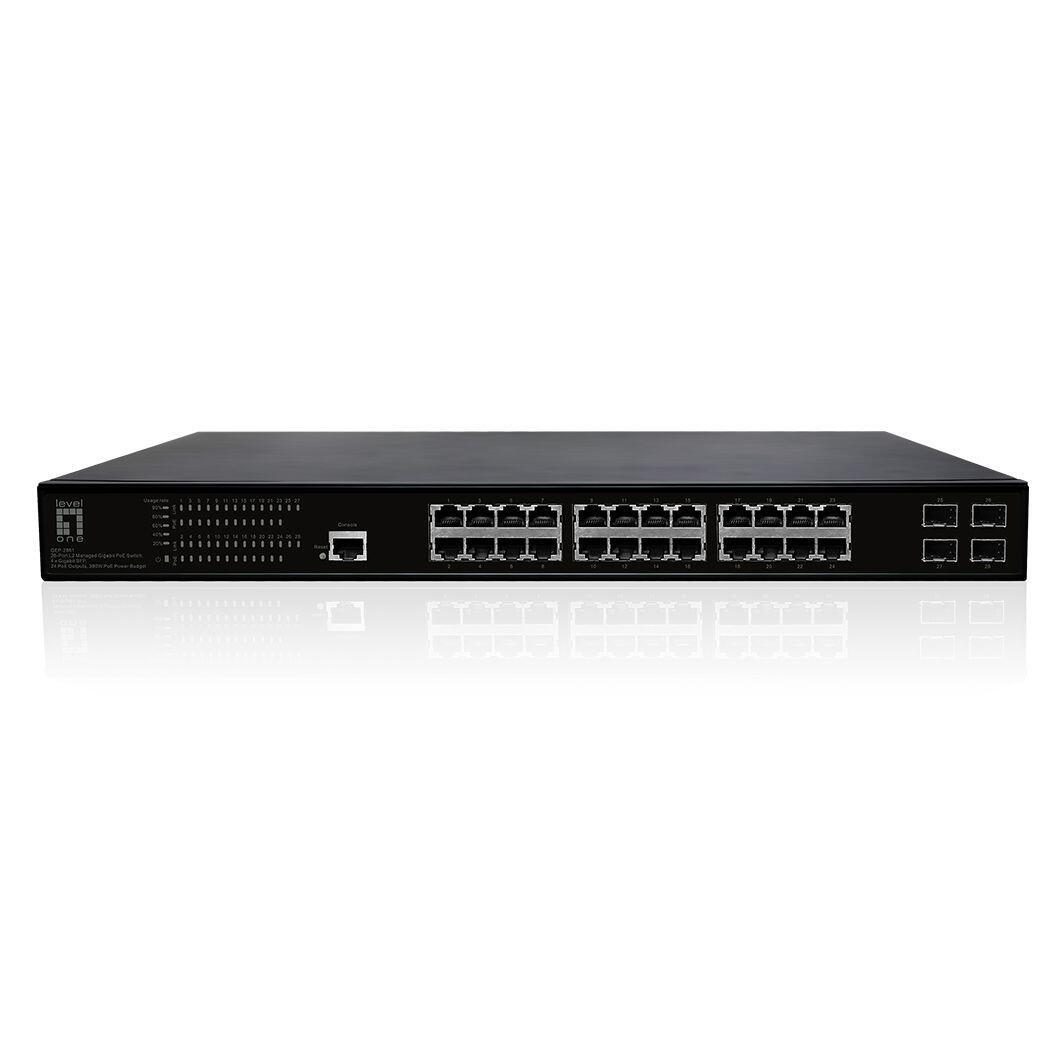 4015867227848 - Switch 28 Gigabit Ethernet-Ports mit 24 PoE-Ports 390W 4 Gigabit SFP (GEP-2861)