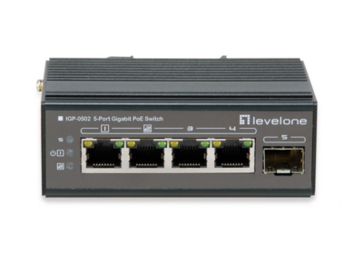 4015867228173 - IGP-0502 - Switch - -40 °C bis 75 °C - 4 x 10 100 1000 (PoE+) + 1 x Gigabit SFP - Desktop an DIN-Schiene montierbar wandmontierbar - PoE+ (120 W)