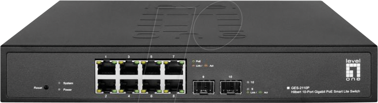 4015867229217 - Level One Switch 8x GE GES-2110P 2xGSFP 19 130W 8xPoE+ GES-2110P