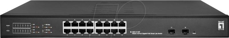 4015867229224 - Level One Switch 16x GE GES-2118P 2xGSFP 19 230W 16xPoE+ GES-2118P