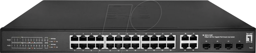 4015867229231 - Level One Switch 24x GE GES-2128P 4xGSFP 19 380W 24xPoE+ GES-2128P