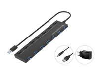 4015867235348 - HUBBIES19BP 7-Port-USB 30-Hub mit Netzteil 90 cm Kabel einzelner Netzschalter USB 32 Gen 1