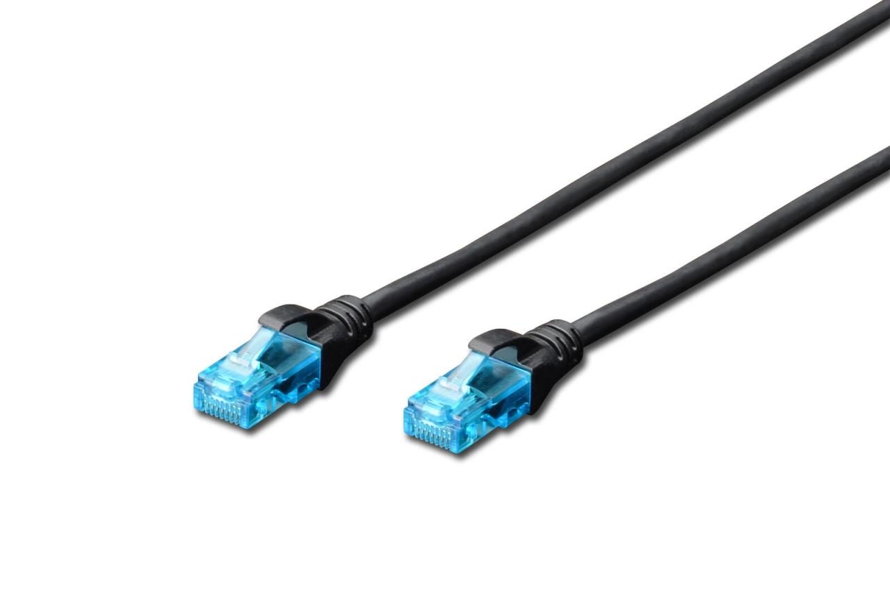 4016032212263 - DK-1511-005 BLACK RJ45 Netzwerkkabel Patchkabel cat 5e u utp 050 m Schwarz 1 St - Digitus