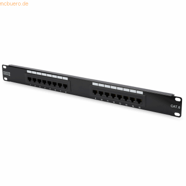 4016032241546 - DIGITUS Patchpanel 1HE 16-Port Cat6 Class E ungeschirmt sw DN-91616U