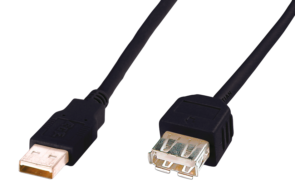 4016032283171 - USB-Kabel usb 20 usb-a Stecker usb-a Buchse 500 m Schwarz AK-300202-050-S - Digitus