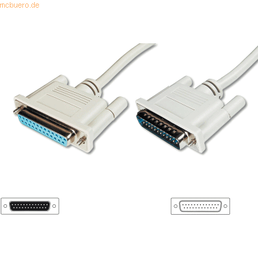 4016032301448 - - Digitus Seriell Parallel Verlängerungskabel [1x D-SUB-Stecker 25pol - 1x D-SUB-Buchse 25pol] 100