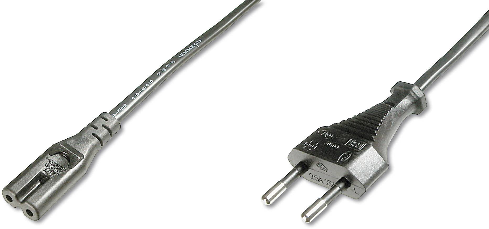 4016032311829 - Kaltgeräte Strom Netzkabel [1x Kleingeräte-Buchse C7 - 1x Euro-Stecker] 180 m Schwarz