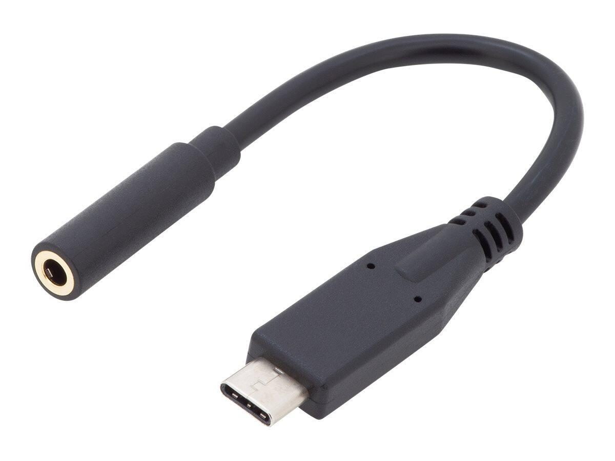 4016032451112 - DIGITUS - Adapter USB-C auf Klinkenstecker - 24 pin USB-C männlich zu Stereo Mini-Klinkenstecker weiblich 20 cm Schwarz