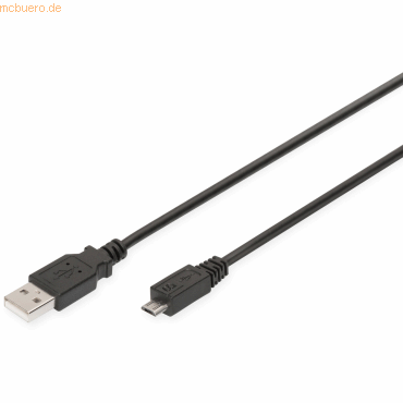 4016032455356 - USB-Kabel usb 20 usb-a Stecker USB-Micro-B Stecker 100 m Schwarz Flexibel Folienschirm - Digitus