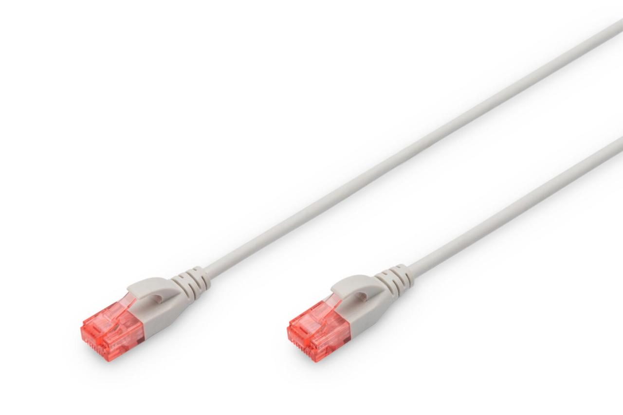 4016032459996 - DIGITUS Patch-Kabel Slim RJ-45 (M) zu RJ-45 (M) 5m Kupfer U UTP Cat 6 grau (DK-1617-050S)