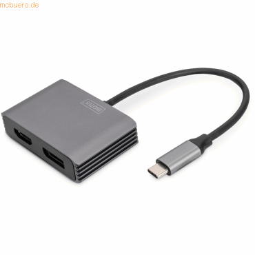 4016032478751 - DA-70826 DisplayPort   HDMI   USB-C® Adapter [1x USB-C® - 2x DisplayPort Buchse HDMI-Buchse] Schwarz Geschirmt Rund 02 m