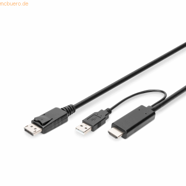 4016032481119 - DisplayPort   HDMI Anschlusskabel DisplayPort Buchse HDMI-A Stecker USB-A Stecker 2 m Schwarz AK-330111-020-S DisplayPort 12 doppelt geschirmt