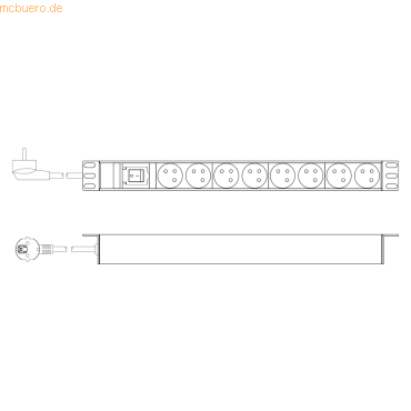 4016032481959 - DIGITUS Steckdosenleiste mit Aluminiumprofil Schalter 8-fach