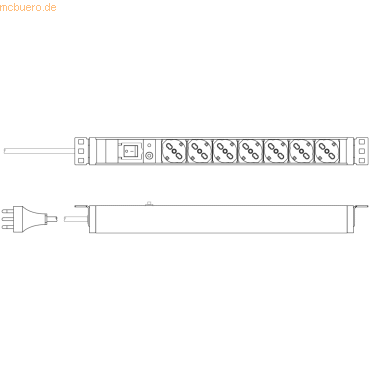 4016032483878 - DIGITUS Steckdosenleiste mit Aluminiumprofil Überlast 7-fach