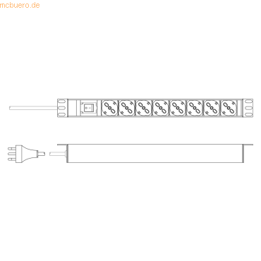 4016032483892 - DIGITUS Steckdosenleiste mit Aluminiumprofil Schalter 8-fach