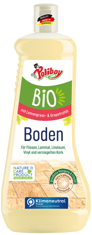 4016100051015 - Bio Laminatreiniger POLIBOY für Laminat Linoleum Vinyl versiegelte Korkböden mit Grapefruit-Duft 1000 ml