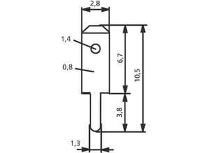 4016138325256 - 3780A0868 Steckzunge Steckbreite 28 mm Steckdicke 08 mm 180 ° Unisolie - Vogt Verbindungstechnik