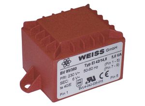 4016138435054 - Weiss Elektrotechnik - 85 365 Printtransformator 1 x 230 v 1 x 24 v ac 5 va 208 mA