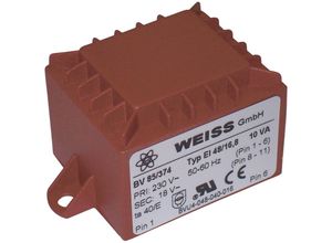 4016138435221 - Weiss Elektrotechnik - 85 375 Printtransformator 1 x 230 v 1 x 24 v ac 10 va 417 mA