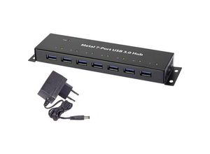 4016138969566 - RF-3955359 7 Port USB 32 Gen 1-Hub (USB 30) zur Wandmontage Metallgehäuse Schwarz