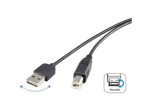 4016138981360 - USB-Kabel usb 20 usb-a Stecker usb-b Stecker 180 m Schwarz beidseitig verwendbarer Stec - Renkforce