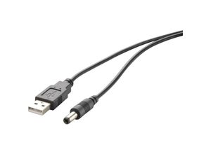 4016138981872 - USB-Stromkabel usb 20 usb-a Stecker dc Stecker 55 mm 100 m Schwarz vergoldete Steckkon - Renkforce