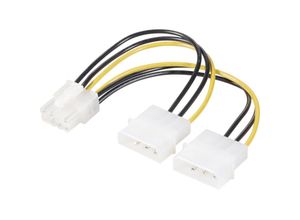 4016139057347 - Strom Y-Kabel [2x IDE-Strom-Stecker 4pol - 1x PCIe-Stecker 8pol] 015 m Gelb Schwarz - Renkforce