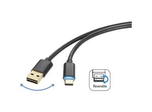 4016139314792 - USB-Kabel usb 20 usb-a Stecker usb-c® Stecker 150 m Schwarz beidseitig verwendbarer Ste - Renkforce