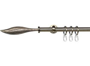4016318036521 - Gardinenstange Esp Blatt Gardinenstangen Gr L 160 cm Ø 16 mm 1 läufig schwarz (schwarz messingfarben) Gardinenstangen Wandmontage 1-läufig im Fixmaß Ø 16 mm