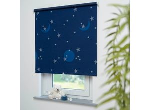 4016318190339 - Springrollo Springrollo mit Dekor lichtdurchlässig Sternenhimmel Liedeco Rollos Gr 180 cm 172 cm blau (dunkelblau grau) Dekorrollo Hergestellt in Deutschland