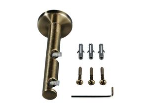 4016318280436 - Doppelträger LIEDECO gold (messingfarben antik) L12cm Ø16cm Gardinenstangenhalterungen für Gardinenstangen Ø 16 mm