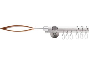 4016318326660 - Gardinenstange Stil Skagen Gr 3 silber (edelstahlfarben) L200cm Ø16mm Edelstahl Holzwerkstoff Gardinenstangen 2-läufig im Fixmaß Ø 16 mm