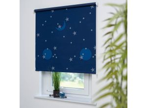 4016318349058 - Seitenzugrollo Sternenhimmel Rollos Gr 180 cm einseitig verschiebbar 112 cm blau (blau gelb) Kinder