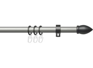 4016318379291 - Gardinenstange Lan Mush Gr 4 grau (silberfarben anthrazit) L240cm Ø20mm Metall Gardinenstangen 1-läufig im Fixmaß Ø 20 mm