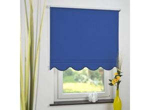 4016318389771 - Seitenzugrollo Kettenzugrollo Volantrollo Rollo Klassik Verdunklung 132 x 180 cm blau für Fenster