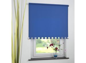 4016318389986 - Seitenzugrollo Kettenzugrollo Volantrollo Rollo Eckig lichtdurchlässig 152 x 180 cm blau für Fenster