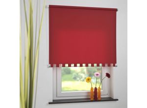 4016318390715 - Seitenzugrollo Kettenzugrollo Volantrollo Rollo Eckig lichtdurchlässig 122 x 180 cm rot für Fenster