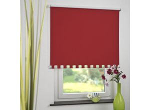 4016318390876 - Seitenzugrollo Kettenzugrollo Volantrollo Rollo Eckig Verdunklung 92 x 180 cm rot für Fenster