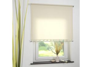 4016318392931 - Seitenzugrollo Rollos Gr 180 cm 62 cm beige Seitenzugrollos Rollo Volantrollo - eckiger Volant Fixmaß