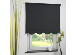 4016318393334 - Seitenzugrollo Kettenzugrollo Volantrollo Rollo Klassik lichtdurchlässig 82 x 180 cm schwarz für Fen