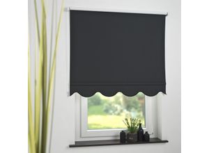 4016318393549 - Seitenzugrollo Kettenzugrollo Volantrollo Rollo Klassik Verdunklung 102 x 180 cm schwarz für Fenster