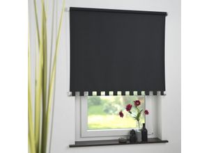 4016318393723 - Seitenzugrollo Kettenzugrollo Volantrollo Rollo Eckig lichtdurchlässig 92 x 180 cm schwarz für Fenst