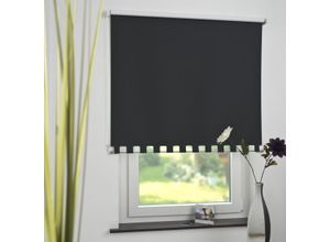 4016318394010 - Seitenzugrollo Kettenzugrollo Volantrollo Rollo Eckig Verdunklung 192 x 180 cm schwarz für Fenster