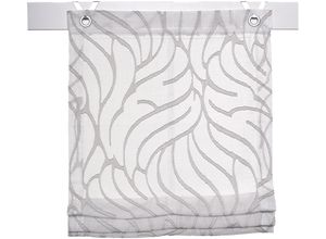 4016478004071 - Raffrollo KUTTI Skyline Gr 4 grau (weiß grau) B100cm H130cm Obermaterial 100% Polyester Raffrollos halbtransparent Polyester Hakenaufhängung