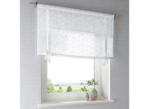 4016478045821 - Raffrollo KUTTI Lille Gr 1 weiß B45cm H100cm Obermaterial 100% Baumwolle Raffrollos Baumwolle Voile Raffgardine Schleife
