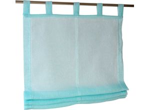 4016478080464 - Raffrollo KUTTI Brondby Gr 1 blau (türkis) B45cm H145cm Obermaterial 100% Polyester Raffrollos halbtransparent Polyester Schlaufen