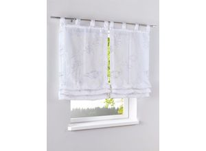 4016478081980 - Raffrollo HEINE HOME Raffrollos Gr 140 cm Schlaufen 45 cm weiß (offwhite) Raffrollos transparent